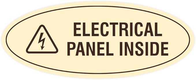 Signs ByLITA Oval Electrical Panel Inside Sign (Ivory/Dark Brown) - Medium 2 Pack