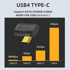 chenyang USB C Connector USB4 Type C 240W Power 40Gbps Data 8K Video Extension Connector Adapter 90 Degree Right Angled