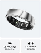 RingConn Gen 2 Air, Ultra-Thin AI Smart Ring, 10-Day Battery Life, Fitness/Sleep/Stress/HR Tracker for Women&Men, No App Fee for Standard Features, iOS & Android Compatible (Size 11, Galaxy Sliver)