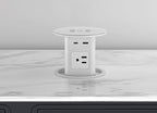 MAZZGOFOR Pop up Outlet - 4-inch Hole,4-AC Outlet,20W USB C,15W Wireless Charging,2-USB Port,Desktop Recessed Grommet Power Outlet for Kitchen Island Countertop,6 ft Cable,White