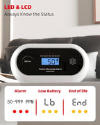 KIMROG 10-Year Battery Carbon Monoxide Detector, Portable Travel CO Detector Alarm for Home, Garage, RV, Camping, LCD Display with Backlight, V-0 Flame-Retardant Housing, Wall Mount or Tabletop