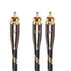 SKW RCA Y Splitter Cable 1 Male to 2 Male Subwoofer Cord, BG Series Ultra-high Purity Copper RCA Y Cable with OD 7.0mm, Multiple Shield Stereo Audio Cable for Subwoofer, Home Theater 3.2ft (1M)