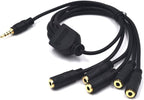 Kework 12 Inch 1/8” 3.5mm TRRS Splitter Audio Cable, 1 Male to 5 Female 3.5mm Plug Extender Headphone Cable, 3.5mm 4 Pole Stereo Jack Extension Adapter Headset Aux Cable, Support MIC