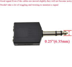 HAHIYO 6.35 M-2x6.35 F-TRS Stereo Plug Interconnect Audio One Male 6.35mm(1/4 inch) and Two Females 6.35mm(1/4Inch) Adapter Splitter Good Signal Sound Snap Tight Not Wobble for Guitar Black 2pcs