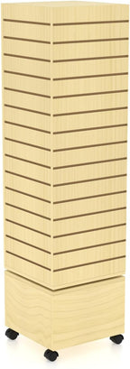 16" W * 16" D * 62" H - Maple Slatwall Tower, Four Panel Slatwall Retail Fixture, Rotating Retail Display Rack