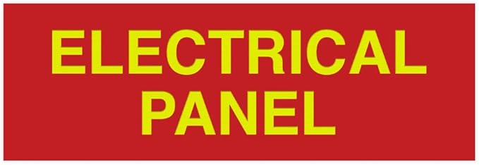 All Quality Basic Electrical Panel Sign - Fire Regulation Safety Compliance Sign - Red/Gold - Medium (5 Pack)