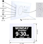ybest 7 Inch Extra Large Day Date Time Digital Day Calendar Clocks with Auto-Dimming 12 Alarm Reminders Dementia Clock for Senior Elderly impaired Vision Memory Loss