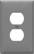 ENERLITES Duplex Receptacle Outlet Wall Plate, Electrical Outlet Cover, Gloss Finish, Mid-Size 1-Gang 4.88" x 3.11", Unbreakable Polycarbonate Thermoplastic, UL Listed, 8821M-GY, Gray