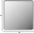 36x36 Square Silver Bathroom Mirror, Silver Metal Framed Mirror, Rounded Rectangle Bathroom Vanity Mirror, Anti-Rust, Shatterproof