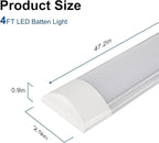 colmeguna 1 Packs 4FT LED Batten Light, Ultra-Thin Ceiling Surface Mounted Light, 40W, 4000K, IP20, LED Ceiling Lamp for Garage, Shop, Hallway, Office, Market, ver.2
