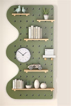Wooden Wall Organizer - Versatile Hanging Display Panel for Home & Office, Entryway & Kitchen Storage Solution, Perforated Wood, Green (23.6"x47.2")