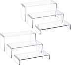 HIIMIEI Acrylic Display Risers, 6 Pcs 9" Large, Thickened 5mm Clear Rectangular Risers for Cupcake Stand, Tiered Display Stand for Collectibles