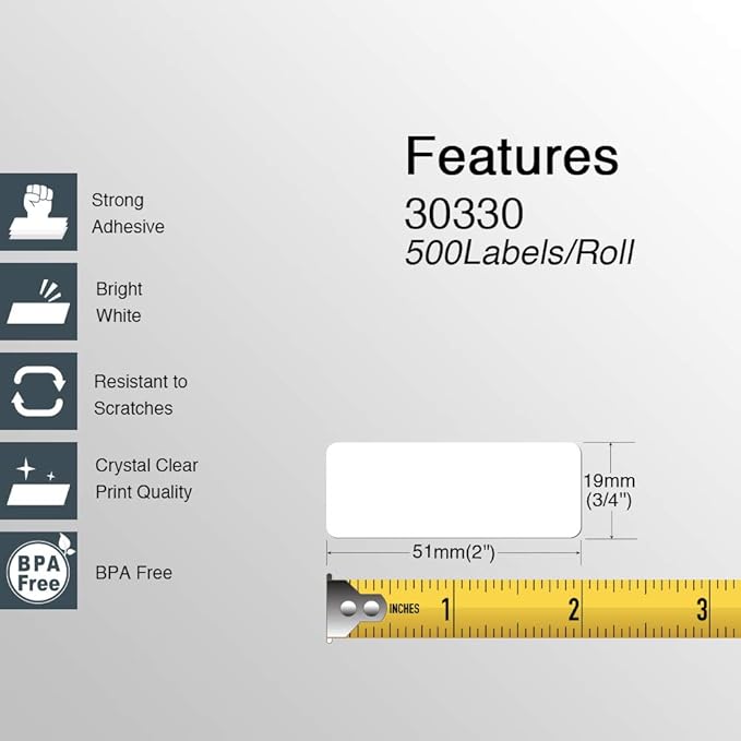 BETCKEY Colored Labels Compatible with Dymo 30330 (3/4" x 2") Small Multipurpose Labels, Compatible for Dymo LabelWriter Thermal 450, 4XL & Zebra Desktop Printers [6 Rolls, Orange]