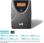 Ups Battery Backup and Surge Protector,Computer Uninterruptible Power Supply Units,Battery Backup Intelligent LCD,SKE Back UPS, Battery Backup for Computer 625VA/360W