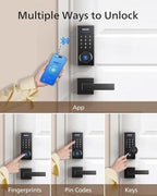 Philips Smart Lock with Handles, Keyless Entry Door Lock Set, Smart Door Lock with 2 Level Handles, Digital Keypad Deadbolt for Front Door, App Fingerprint PIN Code Unlocking, Auto Locking