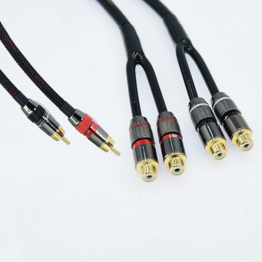 Arklove 7ft Shielded RCA Splitter Subwoofer Stereo Audio Video Cable 1 Male to 2 Female Dual Speaker Y Adapter Connector Extension Cord 24k Gold Plated(2 Pack)