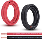 Shirbly 1/0 Gauge Battery Cable, 10FT Red + 10FT Black 1/0 AWG Pure Copper Wire Welding Cable, for Automotive, Battery, Solar and Generator, Standard USA OFC Wire