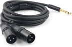 SiYear Profession 6.35mm (1/4inch) TRS Male Plug to 2 Dual XLR Male Microphone Stereo Unbalanced Audio Converter Adapter Y Splitte Cable Cord （5FT/1.5M