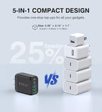[2-Pack]60W USB C Wall Charger Block, 5-Port C Charger Fast Charging Block PD Power Adapter +QC 3.0 Multiport Type C Box Brick Cube USB A Wall Plug for iPhone 14/15/16/17 Pro Max,Samsung Galaxy(Black)