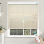 Kilonity Motorized Roller Shades, Light Filtering Remote Control Custom Window Shades Compatible with Alexa Google Assistant via RF Hub, Rechargeable Electric Blinds for Windows (Fireproof Beige)