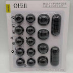 OHill 16-Pack Black Cord Organizer - Adhesive Cable Clips Holder for Desk, Wall, Car - Wire Management Clips for iPhone Charger, USB, Computer Cables -Cord Keepers with Strong Sticky Backing