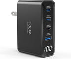 100W USB C Charger, 4-Port PD Fast Charging Block with LED Dispay, GaN Compact Foldable Laptop Charger for MacBook Pro/Air, iPad Pro, for iPhone 17/16/15 Pro Max, Galaxy S25/S24 Ultra, Steam Deck