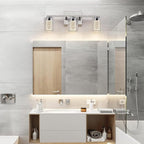 SADENICEL Brushed Nickel Vanity Lights, 3-Light Bathroom Light Fixtures, Crystal LED Bathroom Lights Dimmable White/Neutral/Warm Light with Clear Glass Shade for Bathroom Bedroom Hallway Lighting