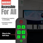 [25 Pack] Anderic Easy Big Button Universal TV Remote Control. Easy to Use, Learning, Glow Keys - Television & Cable Box Controller, Perfect for Assisted Living Elderly Care - White - RR1004