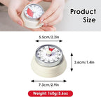 Visual Timer, Teeloray 60-Minute Countdown Timer, Kitchen Timer with Magnetic Base, Mechanical Clockwork, Ringer Alert, Time Management Tool for Children and Adults, Study/Work/Cooking (White)