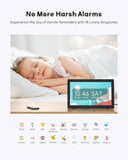10.1" Large Digital Clock with Date and Day for Elderly, Remote Control Digital Calendar with 12 Themes, Auto Dimming, 23 Customizable Schedules, AutoDST, Indoor Temperature & Humidity, Wall Mounted