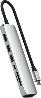 Satechi 7 in 1 USB C Hub Multiport Adapter with Ethernet, HDMI 4K@60Hz, 100W PD Charging, 2X USB-A Data Ports, Micro/SD Card Readers for MacBook Air/Pro M5/M4, iPad, Windows - Silver