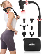 CAREKING Upgraded 2-in-1 Massage Gun with Heat, Pain Relief Deep Tissue Back and Neck Massager with Extension Handle, Handheld Muscle Massage Gun for Back, Shoulder, Arm,Thigh