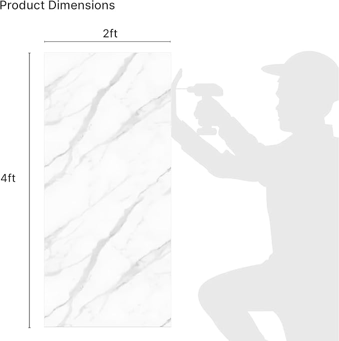 Dundee Deco Faux Marble Wall Panels - Sample - Glossy, Waterproof Indoor Wall Cladding - Off-White, Grey Veins - Sample 6" x 6"