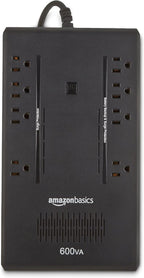Amazon Basics UPS Battery Backup & Surge Protector 600VA/360W, 8 Outlets, Standby Uninterruptible Power Supply, for Power Outage Protection, Compact, Black