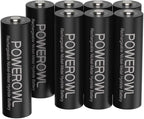 POWEROWL AA Batteries Rechargeable Kit, High Capacity 2800mAh 1200 Cycles 1.2V NiMH Double A Battery, Silver - 8 Count
