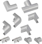 D-Line Medium Cable Raceway Accessory Pack, Join 1.18in x 0.59in Cord Cover Lengths, 10 Accessories Included, Hide Cords Around a Variety of Angles - Gray