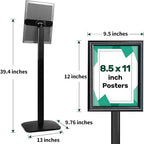 Mutualsign 3Pcs Heavy Duty Pedestal Sign Holder for Display, 8.5 x 11 inches Adjustable Floor Standing Sign Holder with Weighted Base ,Sign Stand for Indoor/Outdoor Advertising，Black