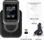 Symcode 2D QR Bluetooth Barcode Scanner with Screen Display with Charging Base,3 in 1 Compatible with Bluetooth & 2.4GHz Wireless & Wired Connection with 1.8 inch TFT Color LCD Screen