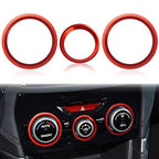 Auovo AC Climate Control Knob Outer Ring Covers Accessories for Subaru Forester 2019-2024 / Crosstrek 2018-2022 2023 / Impreza 2017-2023 Interior for Car Air Condition Switch Control Trim (Red)