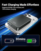 Magnetic Portable Charger for Magsafe Power Bank, 26800mAh 20W PD Large Capacity Aluminum Alloy USB-C in&Out Wireless Fast Charging Battery Pack for iPhone 17Pro Max/16/15/14/13/12 Series, Silver Gray