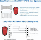 TOPENS TRF3 Safety Reflection Photocell Retro-Reflective Photoelectric Beam Sensor for Automatic Swing Sliding Gate Openers Garage Door Openers Access Control Security Alarm Systems Outdoor Use