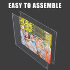 Kalami 8x10 Picture Frame Wall Mount Self Adhesive, Clear Acrylic No Drill Floating Frameless Poster Frame for Office Photo Canvas Document Gallery, Full Frame Size 10x11