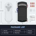 KUJCE10311/ KUJCE10712 Ceiling Fan Remote Control Kit for Harbor Breeze Hampton Bay Hunter, 3-Speed Light Dimmer, Replacement TR214A, TR214B, 2BB78-ITL-F304C, A25-FA0138, KUJCE10610, 2AQZU-18018