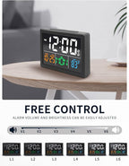 Digital Alarm Clock, with 5.5" Large LED Time Display, Adjustable Alarm Volume, 6 Level Brightness, Alarm Settings, USB Charger, Temperature Detect, Snooze, Clocks for Bedroom, Bedside, Desk, Black