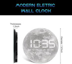 HOMLOVE Digital Desk Clock with Large LED Display, Moon Modern Date Temperature Clock [TYPC-in] for Shelf, Table, Mantel or Bedside, (Moon, 7.87 INCH)