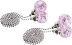 LONGSHENG - SINCE 2001 - 2PCS Pink Modern Crystal Ice Cracked Ball Pull Chain for Ceiling Fan Light Decoration, 50cm Extension Chain