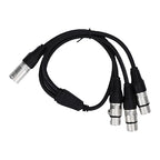 Estink XLR Splitter Cable 3 Pin Male to 3 Female Y Splitter with Zinc Alloy Connectors for Balanced Audio Signal in Studio Live Performance 2ft
