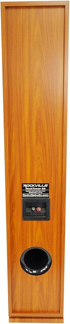 Rockville RockTower 68C Passive Tower Speaker, 8 Ohm, Classic Wood Grain, 500W Peak, 3-Way, Dual 6.5", MDF Cabinet, Detachable Grille, for Home Audio