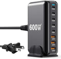 600W USB C Charger 100W USB C Charger Block, GaN III 8-Port Fast Charging Station Hub,PD 3.1 140W Laptop Charger Adapter Compatible with MacBook Pro/Air,DELL,Steam Deck,iPhone 16/15/14,Galaxy S25
