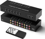 RuiPuo 6Port AV to HDMI Converter RCA/Composite/CVBS Adapter Support 16:9/4:3 Switch for Wii/N64/PS1/PS2/PS3/VHS/VCR/DVD Players etc (6Port RCA in to 1 HDMI Converter with IR Remote)